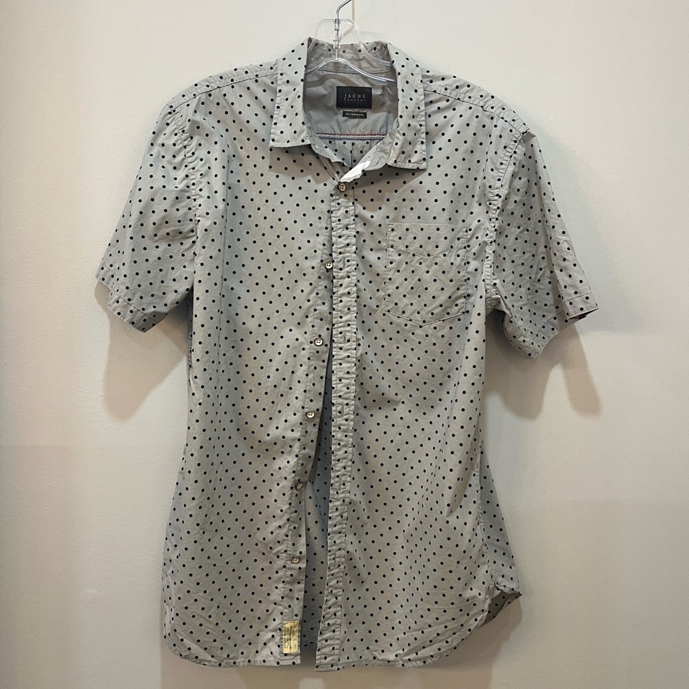 Jachs Light Gray Polka Dot Casual Shirt. 100% cotton